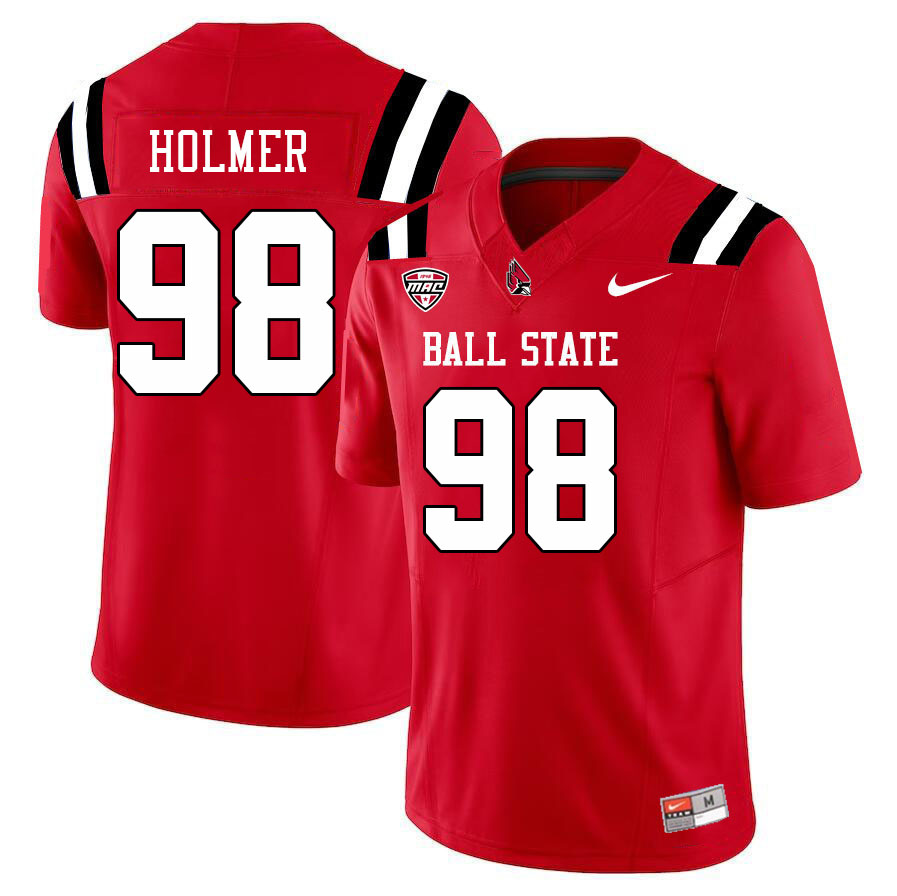 Ball State Cardinals #98 Carson Holmer College Football Jerseys Stitched Sale-Cardinal